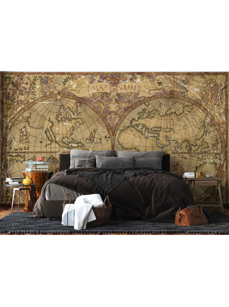 Papier peint intissé - Carte ancienne - 375x270 cm Multicolore - Kiabi