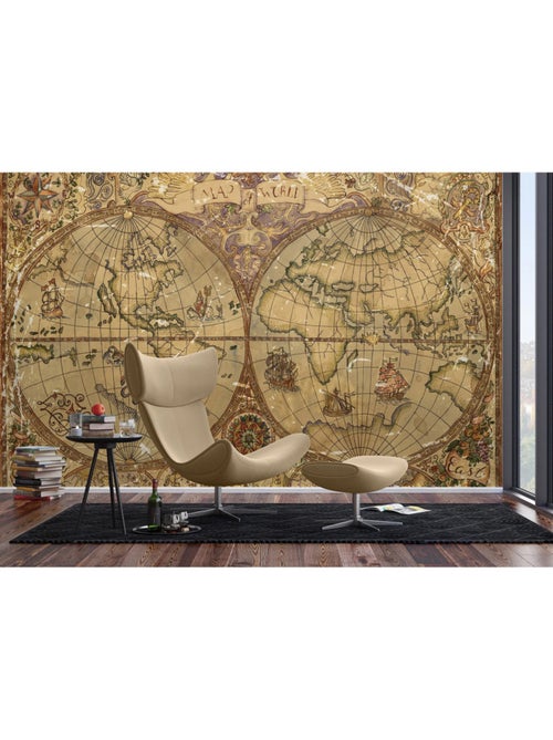 Papier peint intissé - Carte ancienne - 375x270 cm - Kiabi