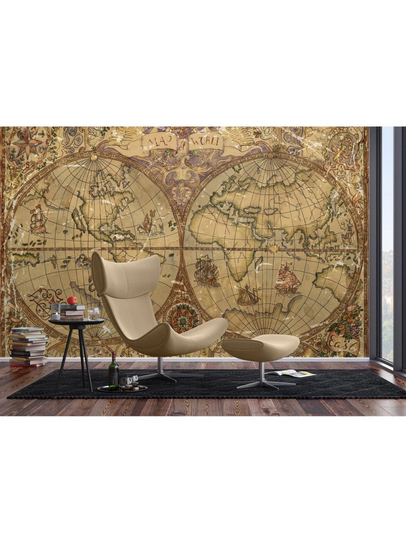 Papier peint intissé - Carte ancienne - 375x270 cm Multicolore - Kiabi