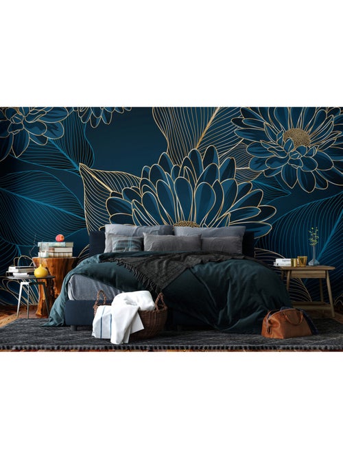 Papier peint intissé - Chrysanthèmes - 375x270 cm - Kiabi