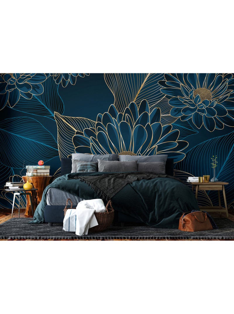 Papier peint intissé - Chrysanthèmes - 375x270 cm Multicolore - Kiabi