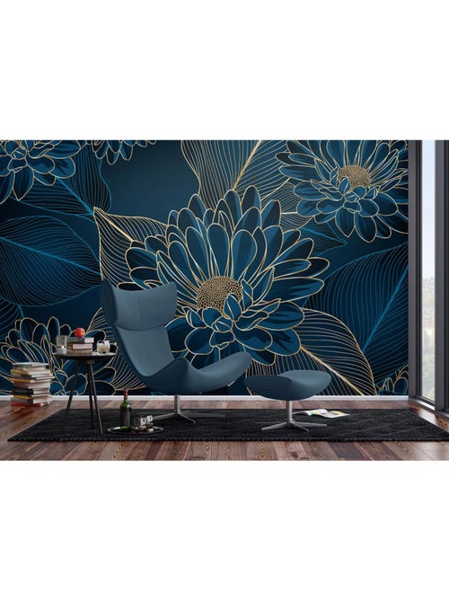 Papier peint intissé - Chrysanthèmes - 375x270 cm - Kiabi