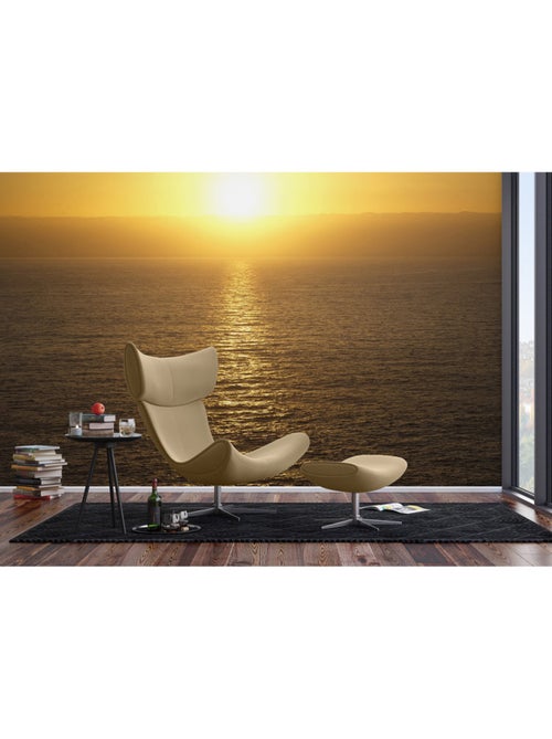 Papier peint intissé - Coucher de soleil sur l'océan jaune - 375x270 cm - Kiabi