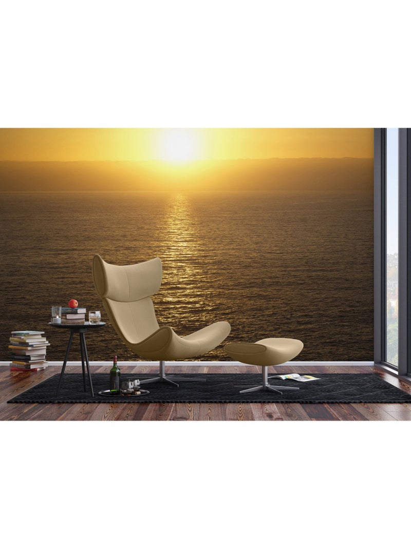 Papier peint intissé - Coucher de soleil sur l'océan jaune - 375x270 cm Multicolore - Kiabi