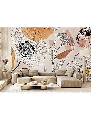 Papier peint intissé - Croquis de jardin bohème - 375x270 cm