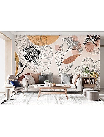 Papier peint intissé - Croquis de jardin bohème - 375x270 cm