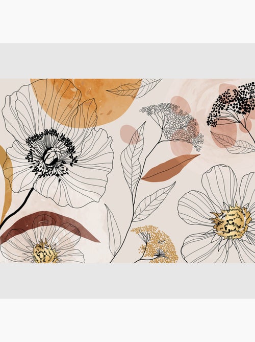 Papier peint intissé - Croquis de jardin bohème - 375x270 cm - Kiabi