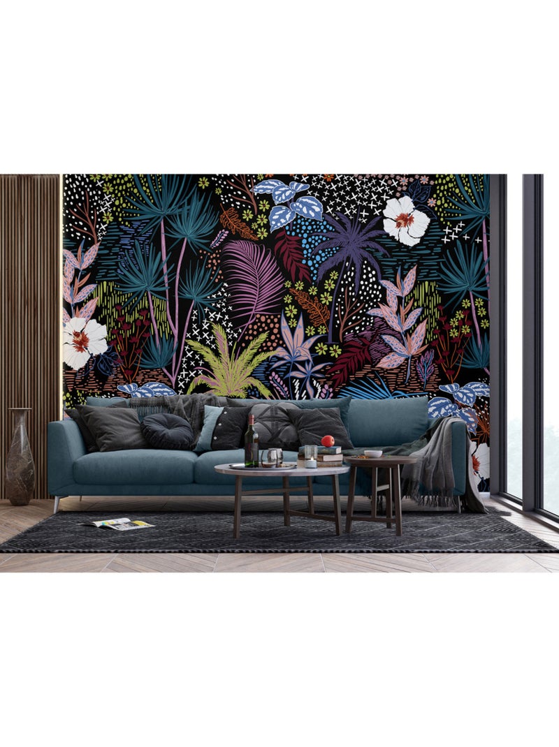 Papier peint intissé - Croquis tropical - 375x270 cm Multicolore - Kiabi