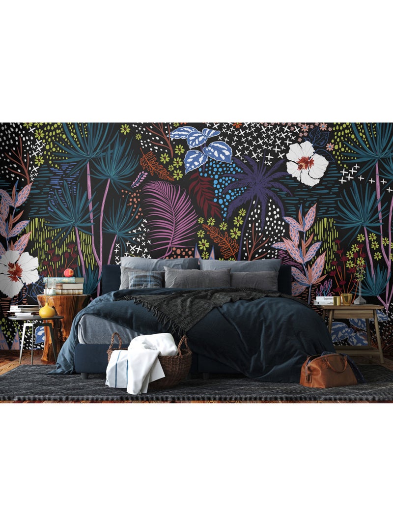 Papier peint intissé - Croquis tropical - 375x270 cm Multicolore - Kiabi