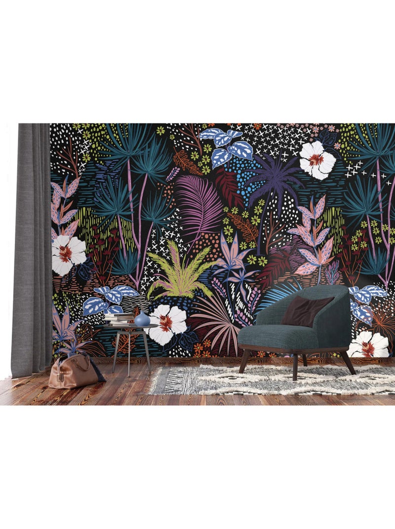 Papier peint intissé - Croquis tropical - 375x270 cm Multicolore - Kiabi