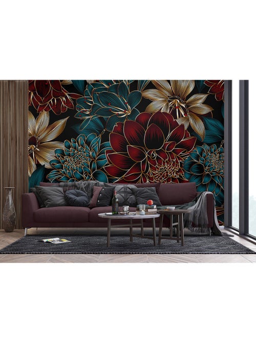 Papier peint intissé - Dahlia élégant - 375x270 cm - Kiabi