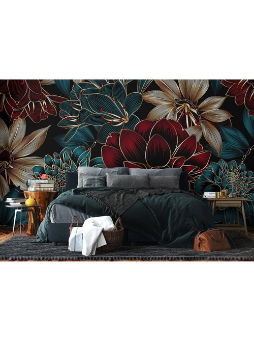 Papier peint intissé - Dahlia élégant - 375x270 cm - Kiabi