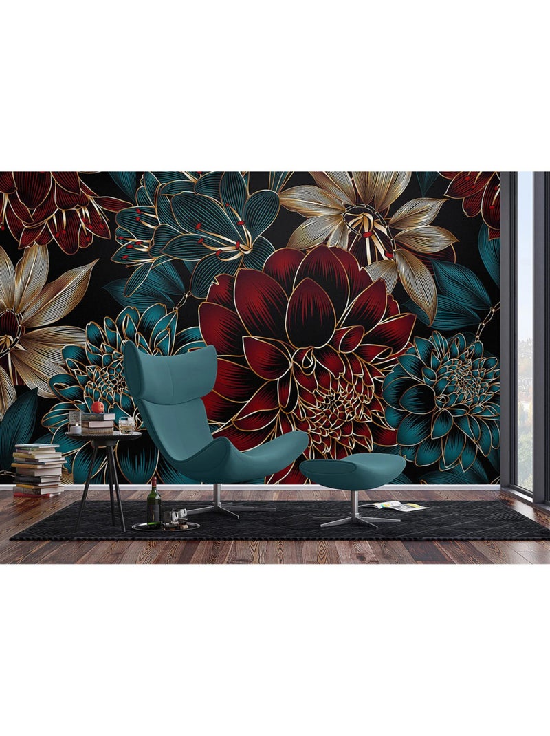 Papier peint intissé - Dahlia élégant - 375x270 cm Multicolore - Kiabi