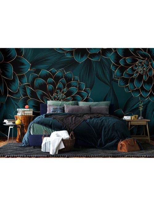 Papier peint intissé - Dahlia nocturne - 375x270 cm - Kiabi