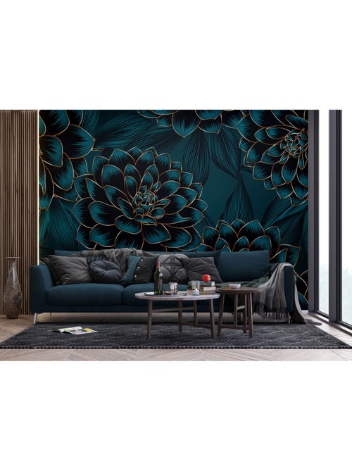 Papier peint intissé - Dahlia nocturne - 375x270 cm - Kiabi