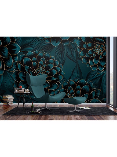 Papier peint intissé - Dahlia nocturne - 375x270 cm - Kiabi