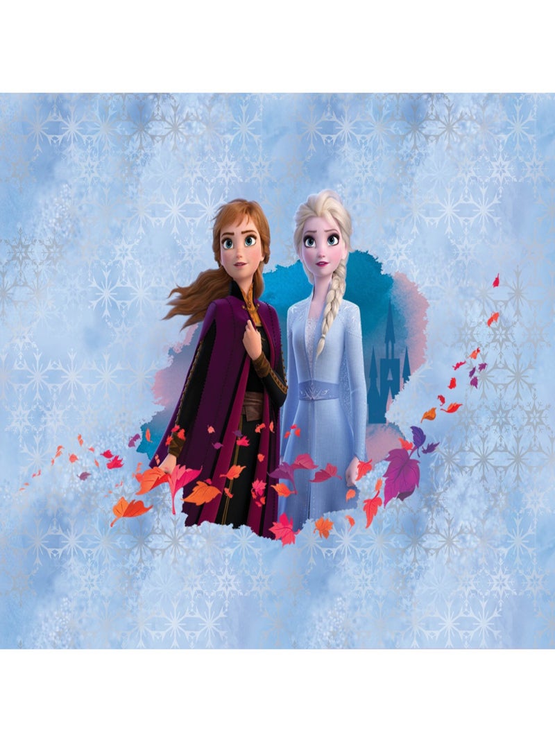 Papier Peint Intissé - Disney La Reine des Neiges 2 - modèle Anna et Elsa sur fond bleu 360 cm x 270 Multicolore - Kiabi