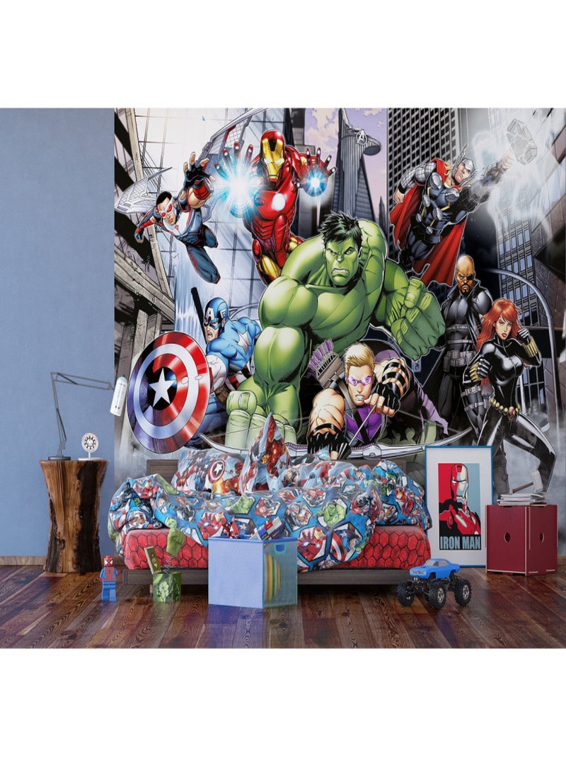 Papier peint intissé - Disney Marvel - la bande Avengers au combat - 360 cm x 270 cm Multicolore - Kiabi