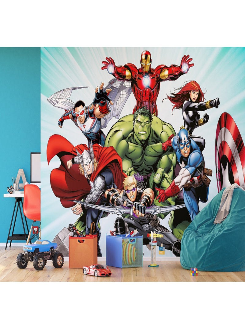 Papier peint intissé - Disney Marvel Avengers prêt à combattre - 360 cm x 270 cm Multicolore - Kiabi