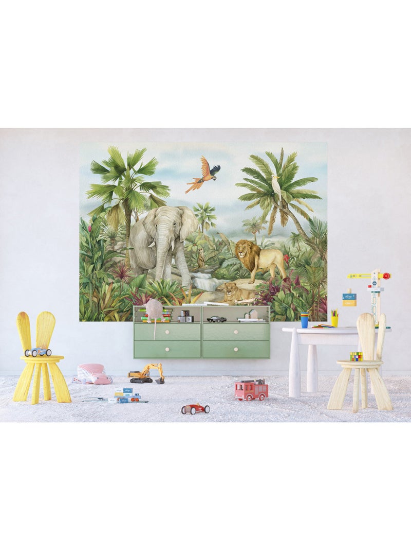 Papier peint intissé - Éléphant de la jungle - 252x182 cm Multicolore - Kiabi
