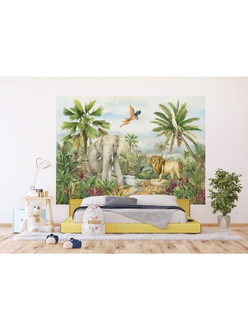 Papier peint intissé - Éléphant de la jungle - 252x182 cm Multicolore - Kiabi