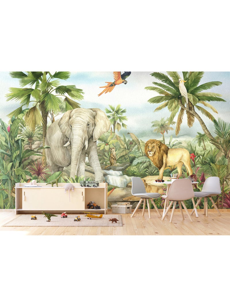 Papier peint intissé - Éléphant de la jungle - 375x270 cm Multicolore - Kiabi