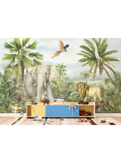 Papier peint intissé - Éléphant de la jungle - 375x270 cm - Kiabi