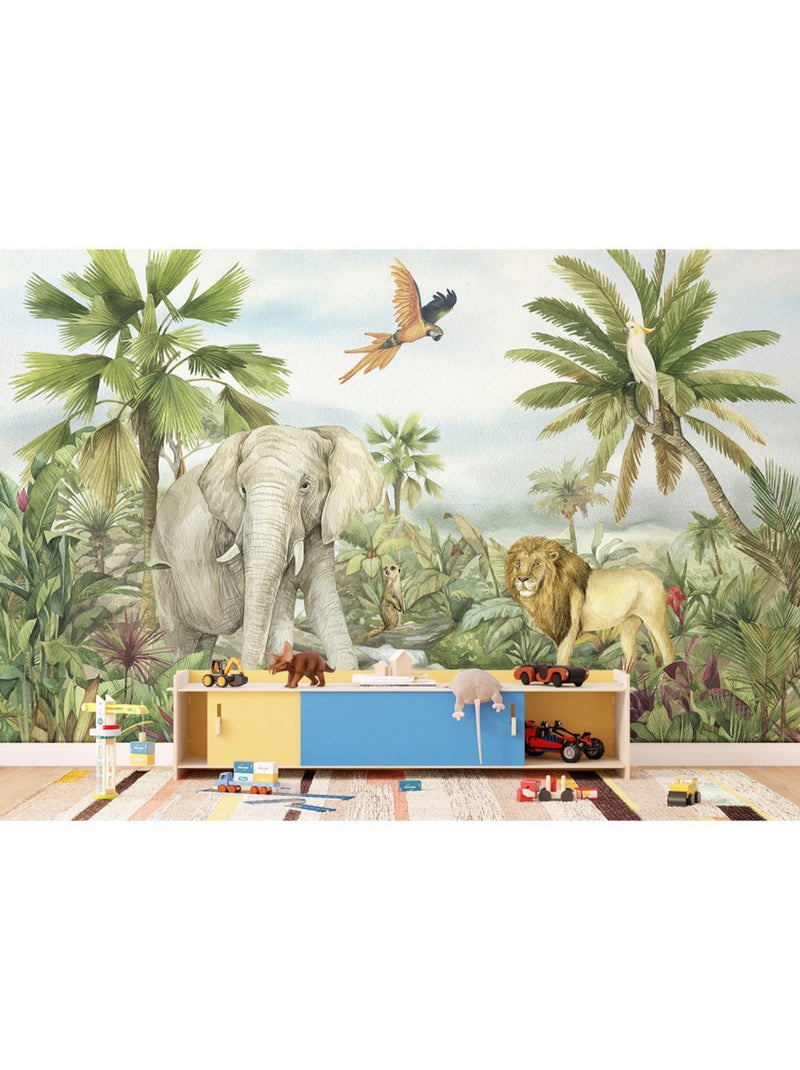 Papier peint intissé - Éléphant de la jungle - 375x270 cm Multicolore - Kiabi