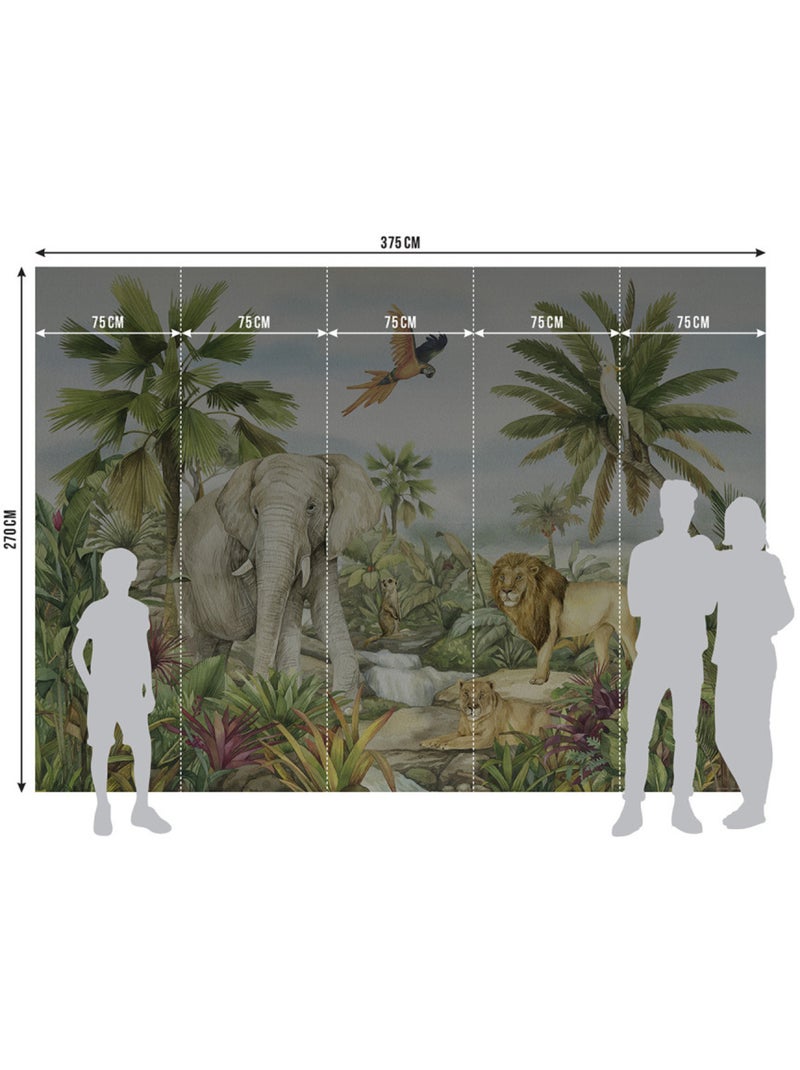 Papier peint intissé - Éléphant de la jungle - 375x270 cm Multicolore - Kiabi