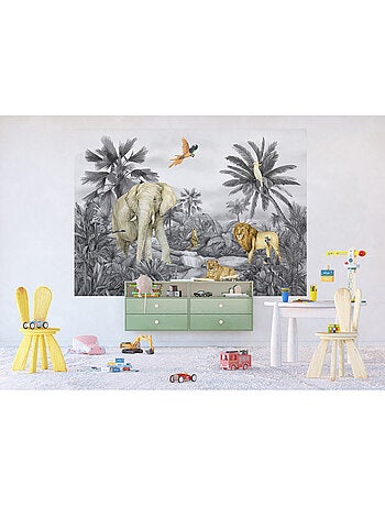 Papier peint intissé - Éléphant de la jungle délavé - 252x182 cm