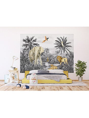 Papier peint intissé - Éléphant de la jungle délavé - 252x182 cm