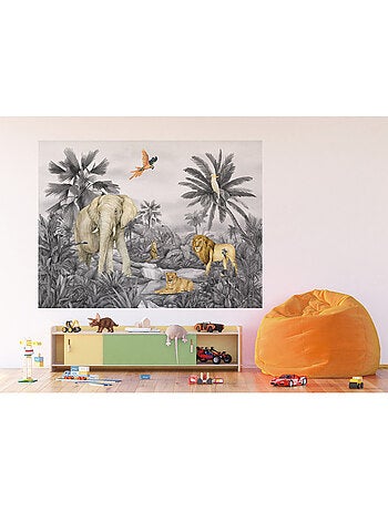 Papier peint intissé - Éléphant de la jungle délavé - 252x182 cm