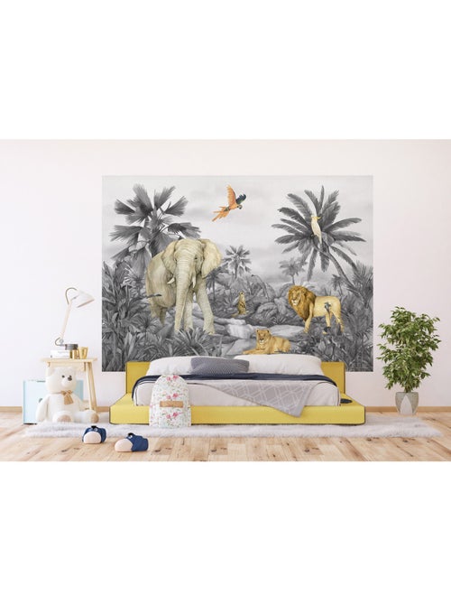 Papier peint intissé - Éléphant de la jungle délavé - 252x182 cm - Kiabi