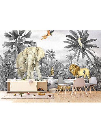 Papier peint intissé - Éléphant de la jungle délavé - 375x270 cm