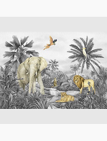 Papier peint intissé - Éléphant de la jungle délavé - 375x270 cm