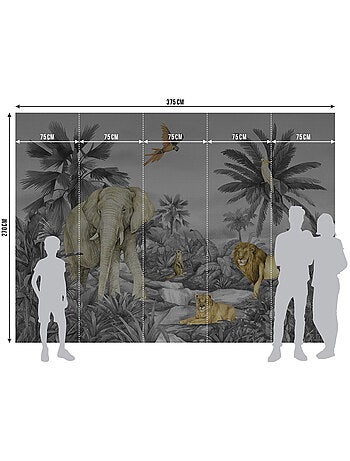 Papier peint intissé - Éléphant de la jungle délavé - 375x270 cm