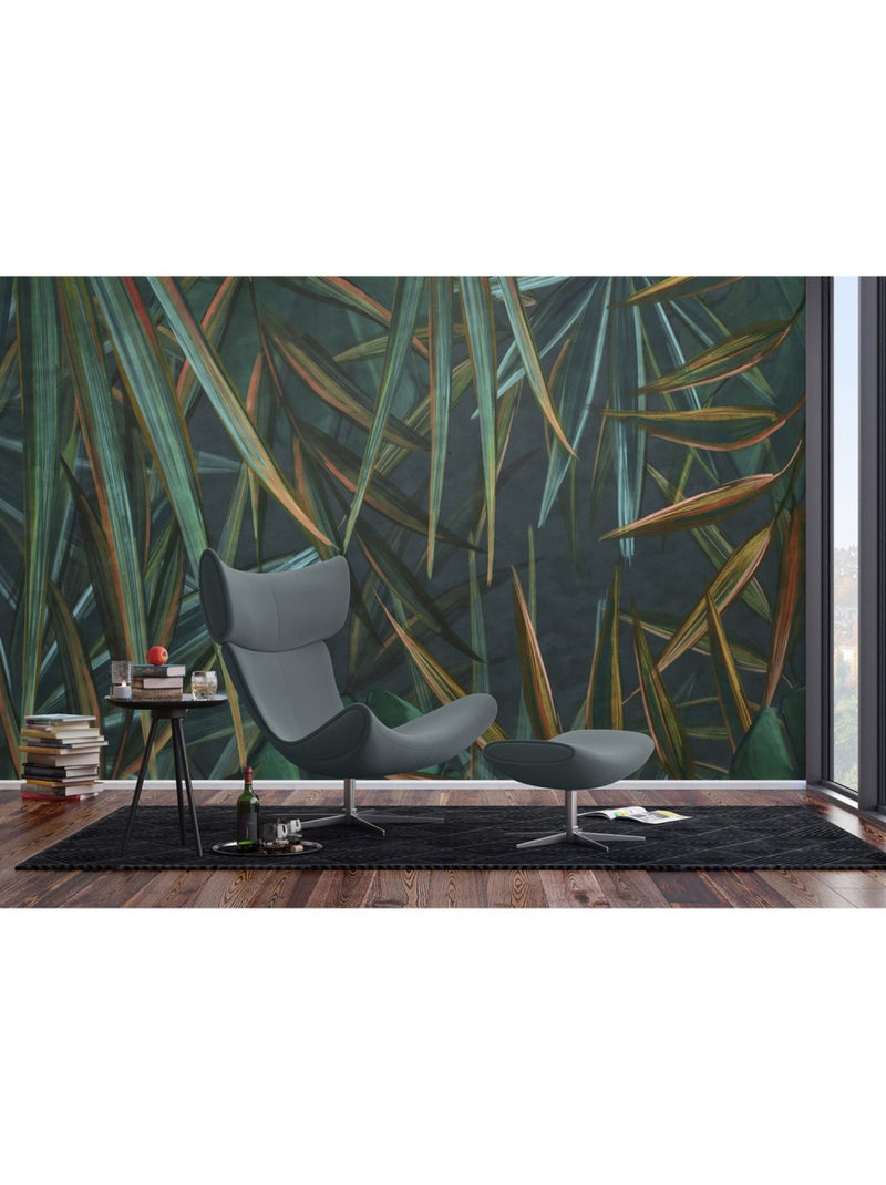 Papier peint intissé - Feuillage tropical luxuriant - 375x270 cm Multicolore - Kiabi