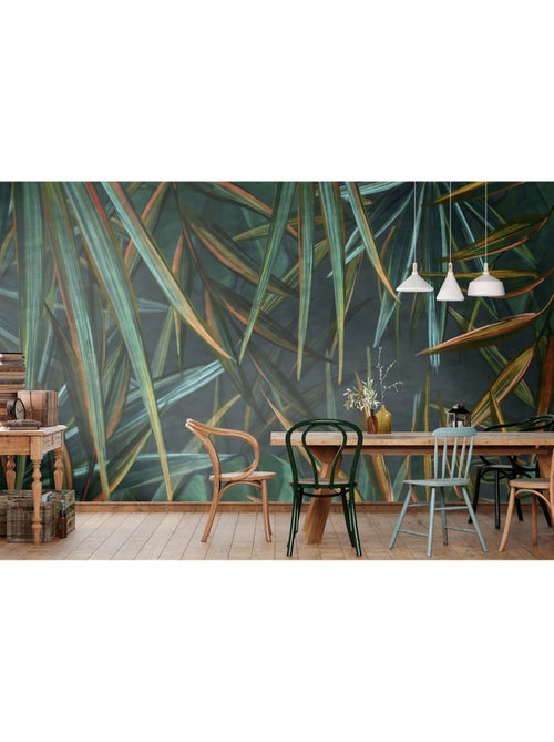 Papier peint intissé - Feuillage tropical luxuriant - 375x270 cm - Kiabi