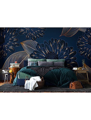 Papier peint intissé - Feuilles de chrysanthèmes - 375x270 cm