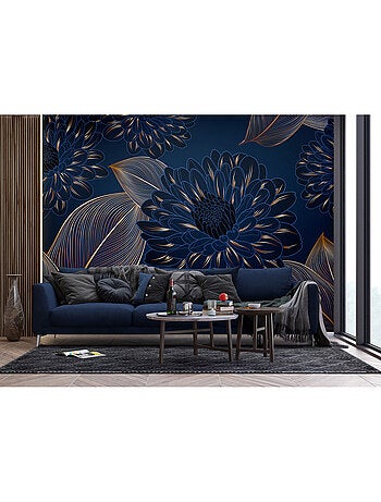 Papier peint intissé - Feuilles de chrysanthèmes - 375x270 cm