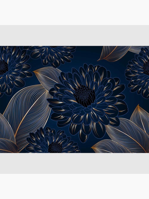 Papier peint intissé - Feuilles de chrysanthèmes - 375x270 cm - Kiabi