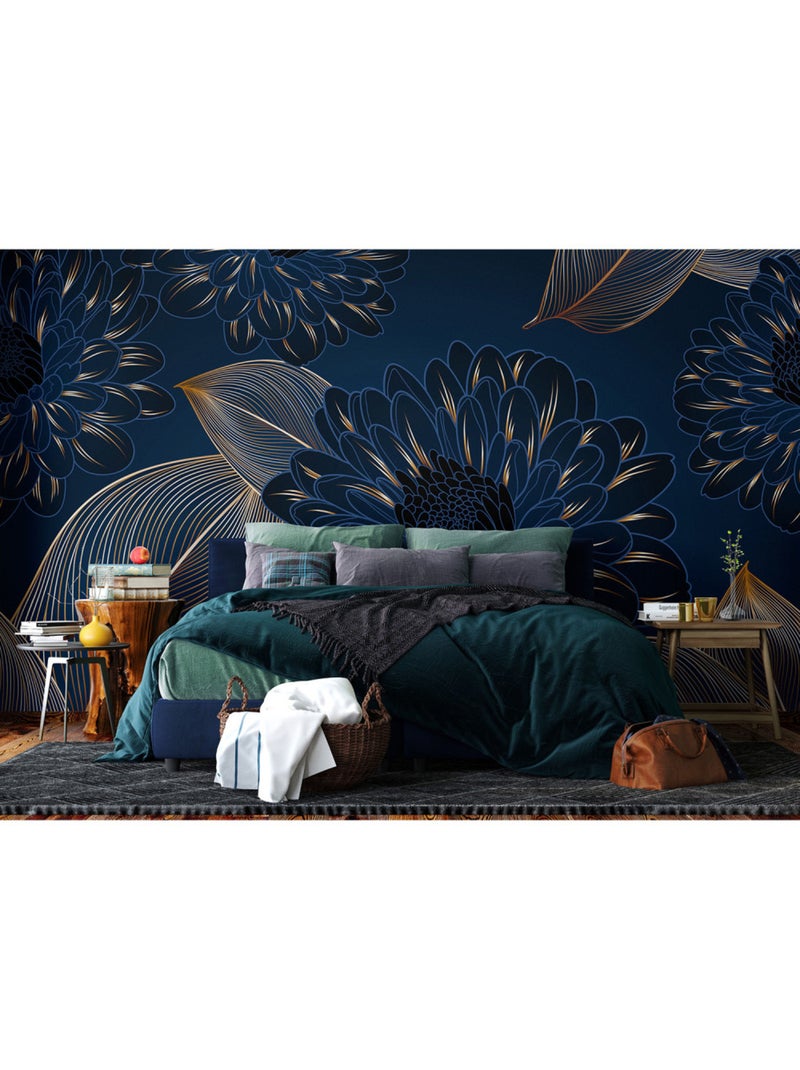 Papier peint intissé - Feuilles de chrysanthèmes - 375x270 cm Multicolore - Kiabi