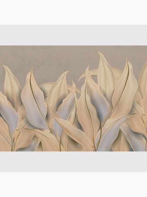 Papier peint intissé - Feuilles de Palmiers dorés - 375x270 cm - Kiabi