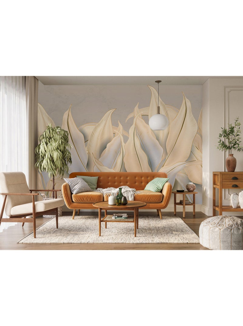 Papier peint intissé - Feuilles de Palmiers dorés - 375x270 cm Multicolore - Kiabi