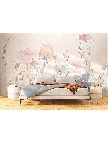 Papier peint intissé - Fleurs de sable à l'aquarelle - 375x270 cm