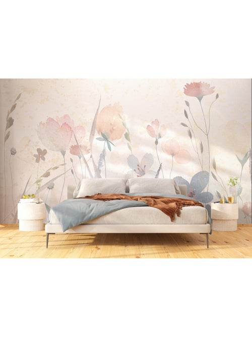 Papier peint intissé - Fleurs de sable à l'aquarelle - 375x270 cm - Kiabi