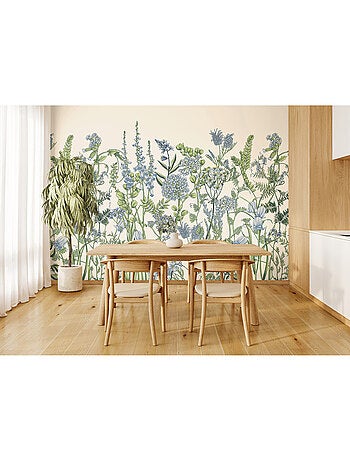 Papier peint intissé - Fleurs de vesce sur fond beige - 375x270 cm