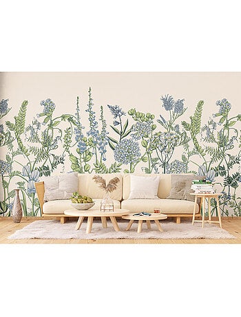 Papier peint intissé - Fleurs de vesce sur fond beige - 375x270 cm