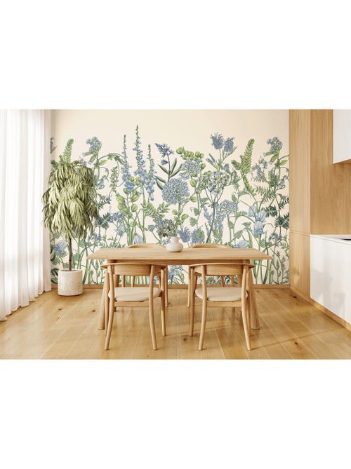 Papier peint intissé - Fleurs de vesce sur fond beige - 375x270 cm - Kiabi