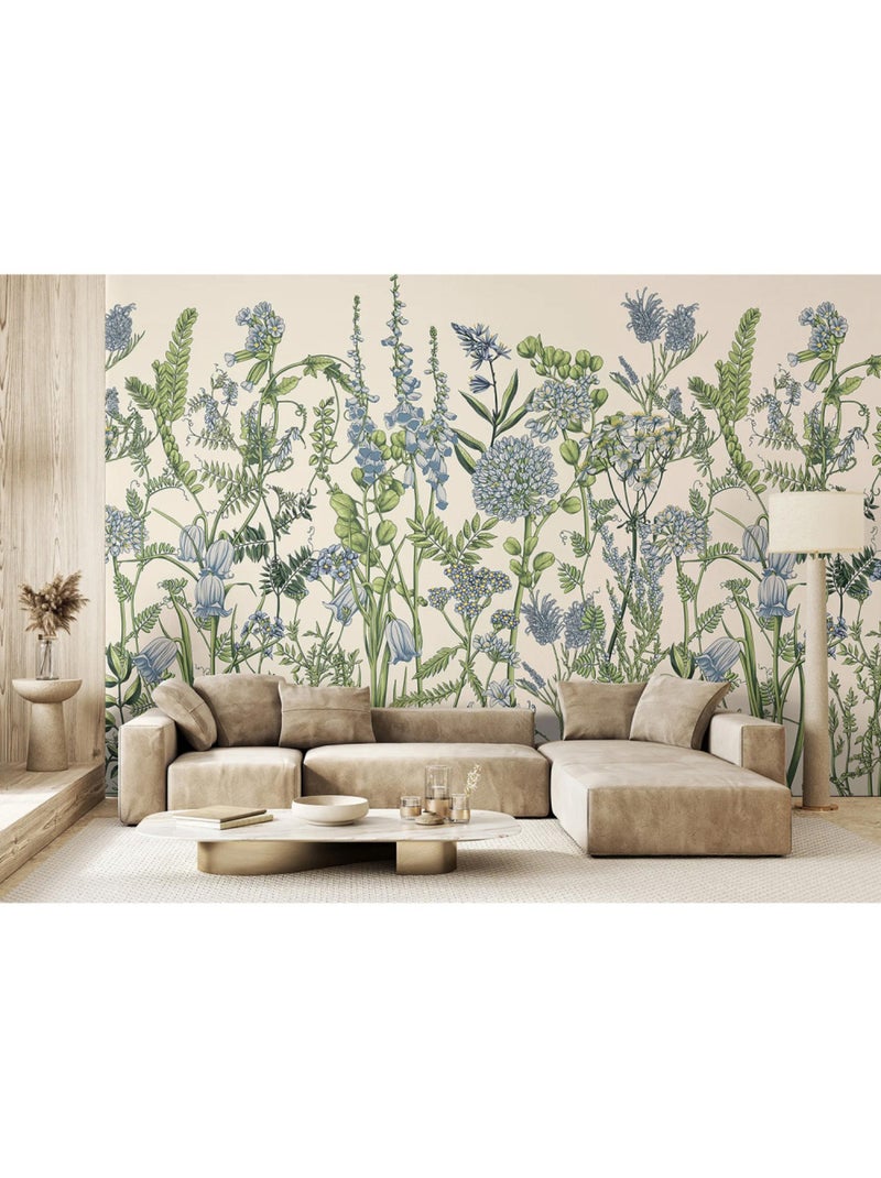 Papier peint intissé - Fleurs de vesce sur fond beige - 375x270 cm Multicolore - Kiabi